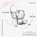 Fauteuil Barbier | MALONE (Dimensions) | Barburys